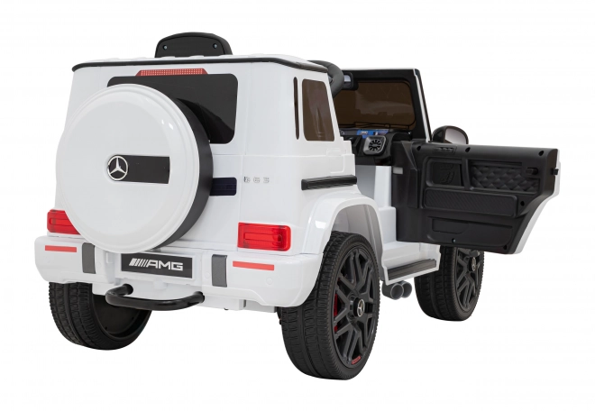 Mercedes AMG G63 für Kinder weiß + Fernbedienung + MP3 LED + langsamer Start + EVA + Gurte