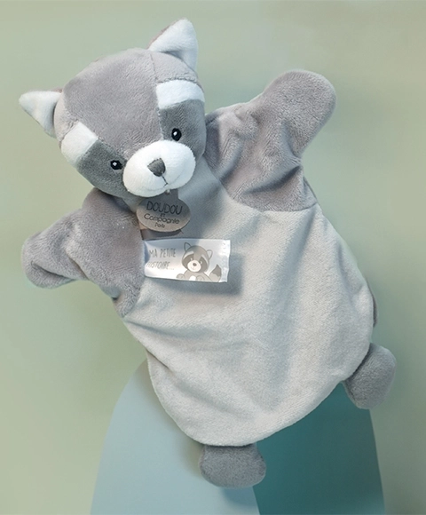 Doudou Plüsch-Handpuppe Waschbär 25 cm