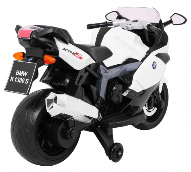 BMW K1300S Kinder Motorrad mit Batterie weiß + Stützräder + Geräusche Lichter + langsamer Start