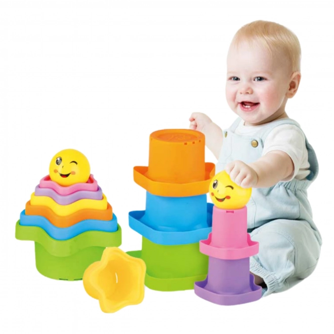 Woopie Baby Regenbogen-Pyramide mit Sinnesbechern und Ball