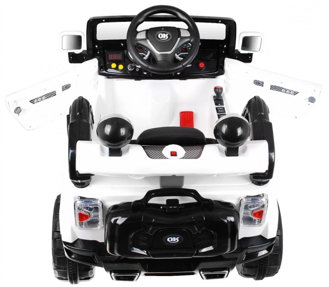 JJ Geländewagen auf Batterie für Kinder Weiß + Fernbedienung + Stauraum + Lichter + Audio
