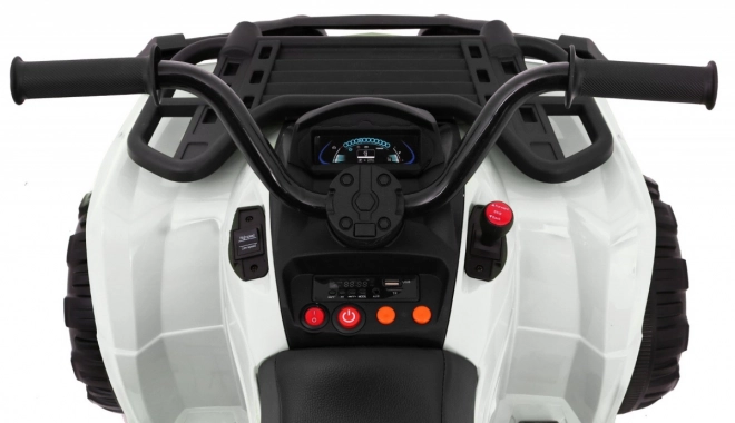 XL Quad auf Batterie für Kinder weiß + 4x4 Antrieb + Gepäckträger + langsamer Start + EVA + LED Audio