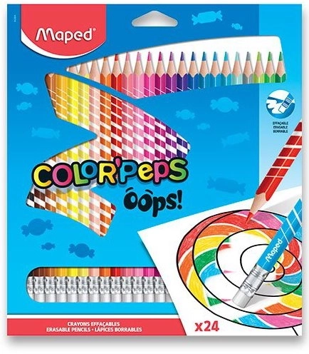 Trojkantige MAPED Color'Peps Oops Buntstifte mit Radiergummi 24er Set