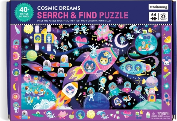Puzzle Suche und finde Weltraumträume 64 Teile