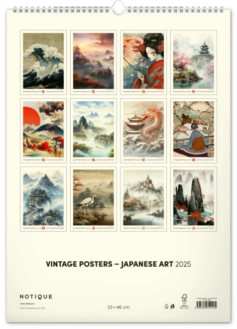 Wandkalender Japanische Kunst Vintage Poster 2025