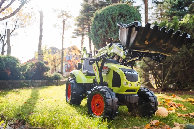 Trettraktor Claas Axos mit Front- und Heckschaufel + Anhänger