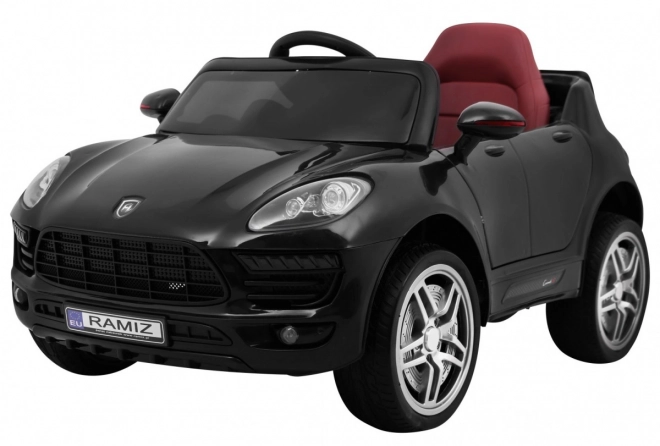 Turbo-S batteriebetriebenes Auto für Kinder schwarz + Fernbedienung + langsames Starten + EVA-Räder + Radio MP3