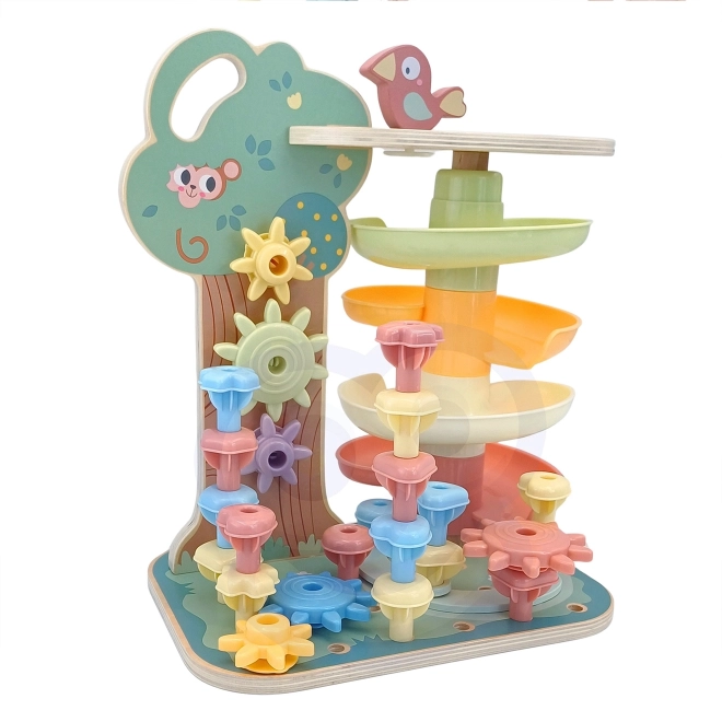Aktivitätsspiel Baum Kugelbahn Montessori 4-in-1