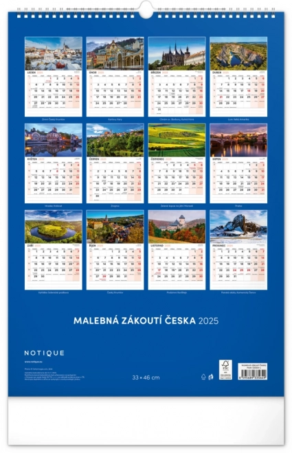 Notique Wandkalender Malerische Ecken von Tschechien 2025