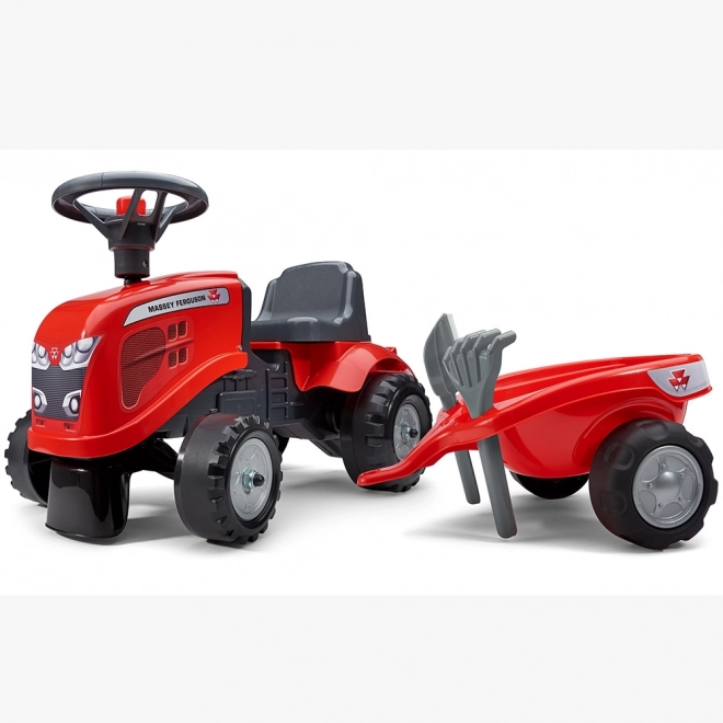 Rutschtraktor Massey Ferguson rot mit Lenkrad und Anhänger
