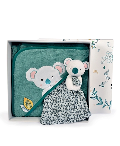 Doudou Geschenkset - Plüschkoala mit Kapuzenhandtuch