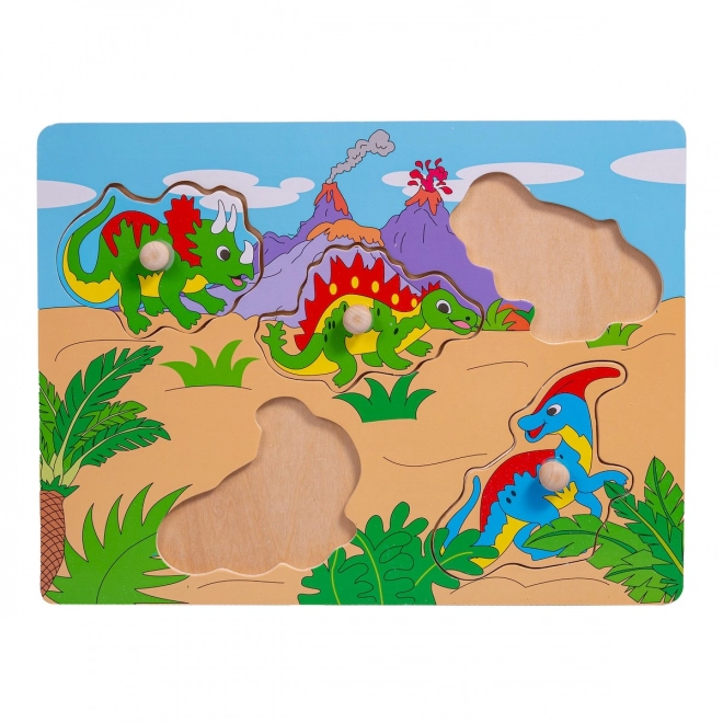 Holzpuzzle Dinosaurier mit Griffen