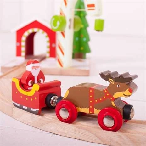 Bigjigs Rail Weihnachtszug mit Gleis