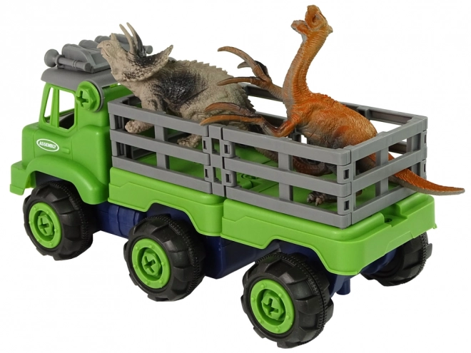 Transporter-LKW mit Dinosauriern und Schraubwerkzeug