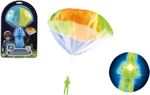 Leuchtender Fallschirmspringer mit Fallschirm – fliegendes Spielzeug für Kinder 12 cm