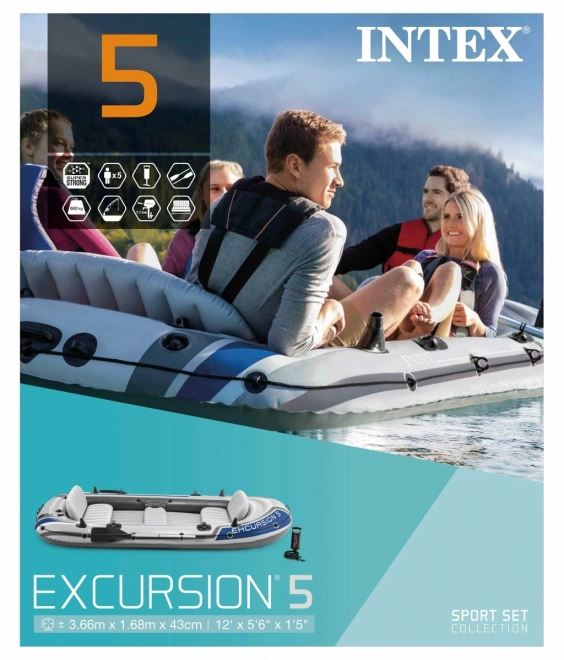 Aufblasbares Boot für 5 Personen Excursion 5 mit Rudern und Pumpe