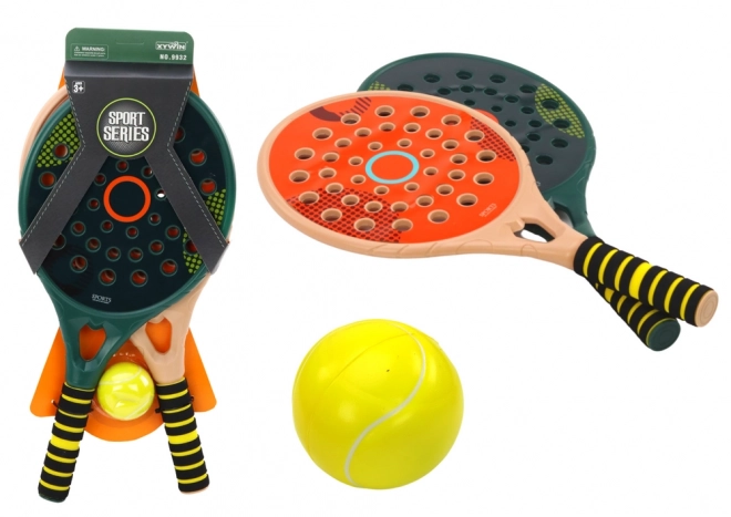 Padel-Schlägerset für Kinder Grün Beige mit Gelbem PU-Ball