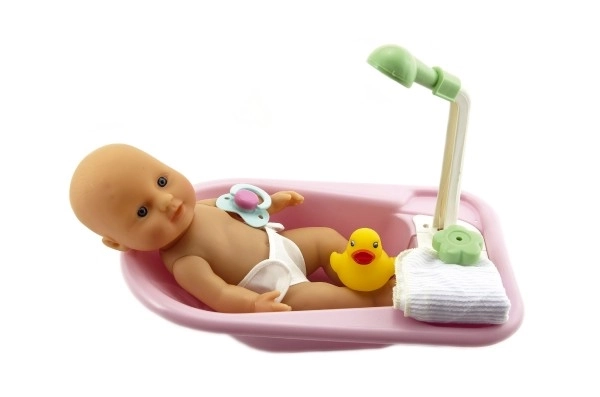 Puppe mit Badewanne und Zubehör