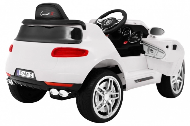 Turbo-S batteriebetriebenes Auto für Kinder Weiß + Fernbedienung + Langsamer Start + EVA-Räder + Radio MP3