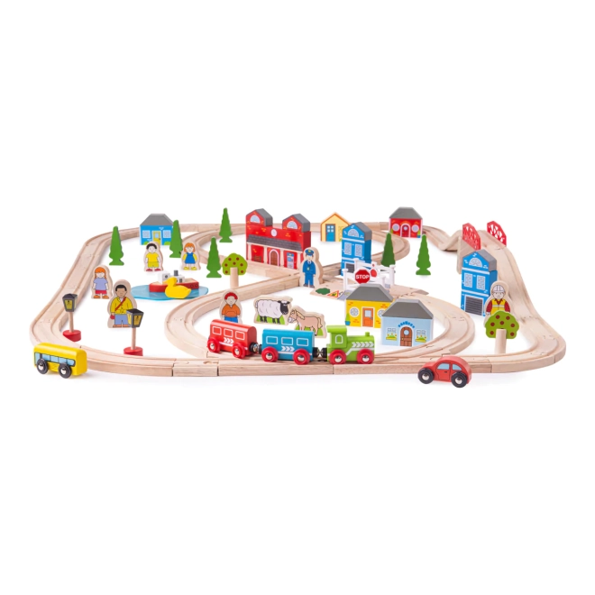 Bigjigs Rail Stadt- und Land-Holzeisenbahn 91 Teile