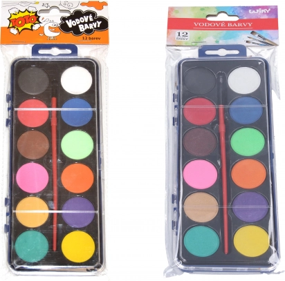 Wasserfarben mit Pinsel - 12 Farben
