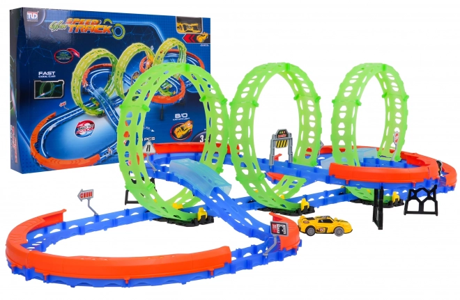 Extremer Rennbahn-Set mit LED-Auto und Loops