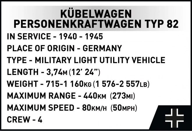 Kübelwagen Modellauto Typ 82 von Cobi