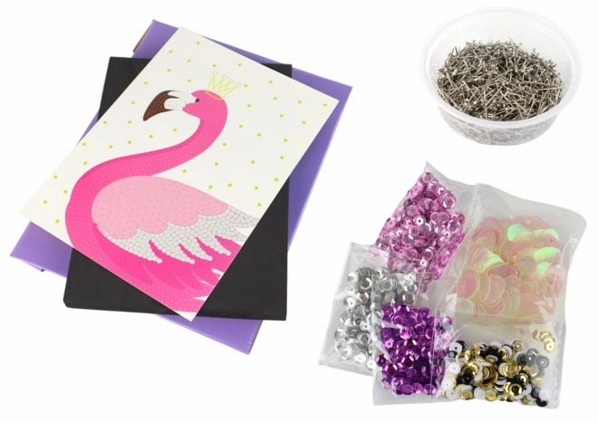 Kreatives DIY-Set Glitzerstifte Rahmen Flamingo