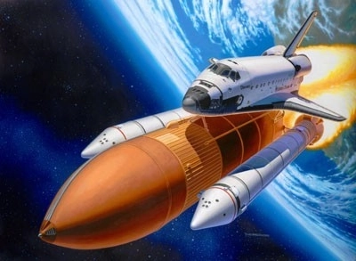 Plastikmodell Space Shuttle Discovery & Booster-Raketen