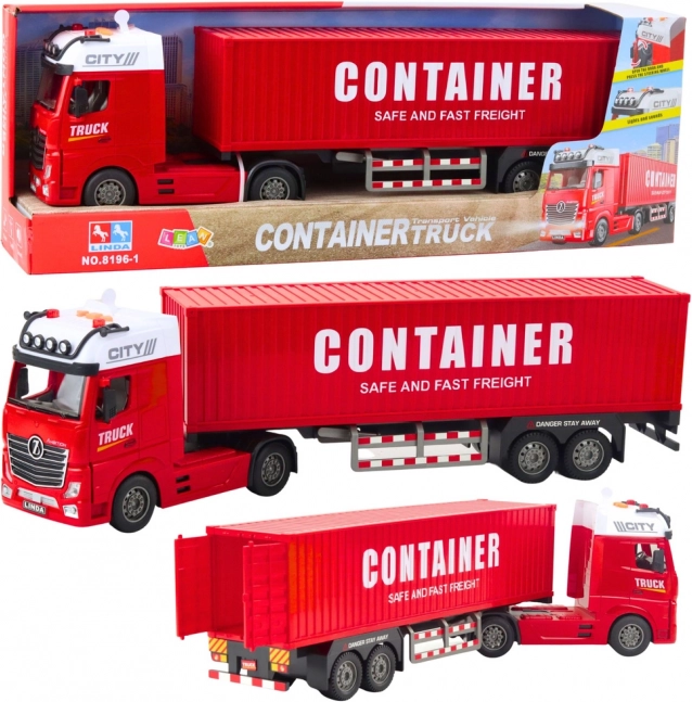 Roter LKW mit Container und Geräuschen