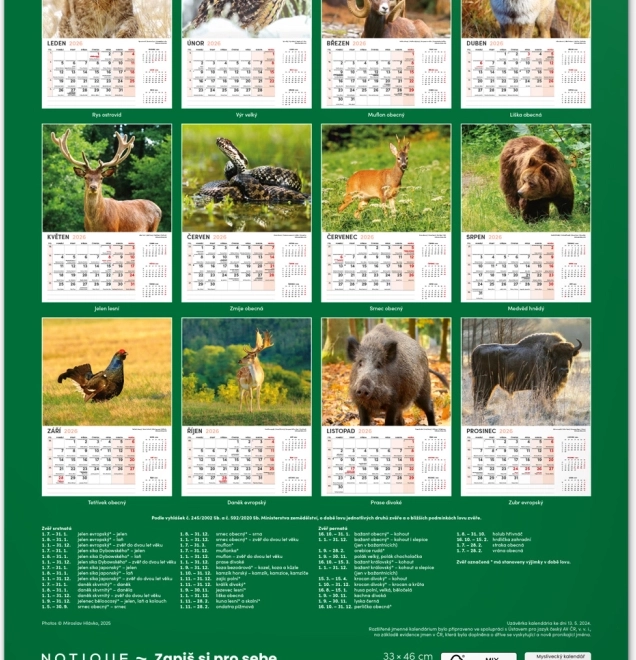 Jagd-Wandkalender 2026