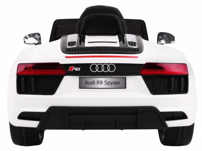 Audi R8 Spyder Batterie Weiß + Fernbedienung + EVA + Langsamer Start + Radio MP3 + LED-Diode