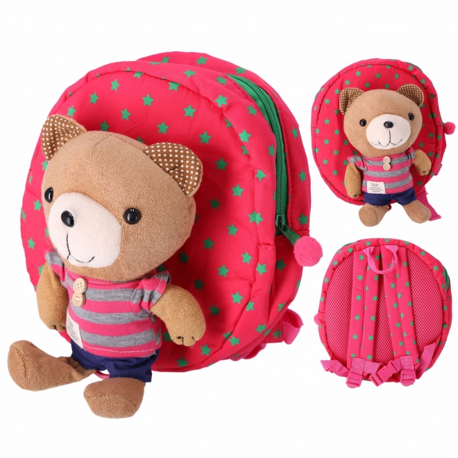 Kinder Rucksack mit Sicherheitsleine - Bär Pink