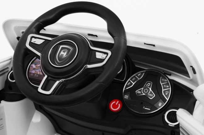 Turbo-S batteriebetriebenes Auto für Kinder Weiß + Fernbedienung + Langsamer Start + EVA-Räder + Radio MP3