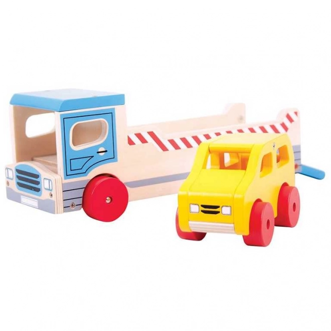 Bigjigs Toys Holz Abschleppwagen mit PKW