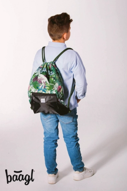 Baagl Schulset mit Dinosauriermotiv: Rucksack, Federmäppchen und Beutel