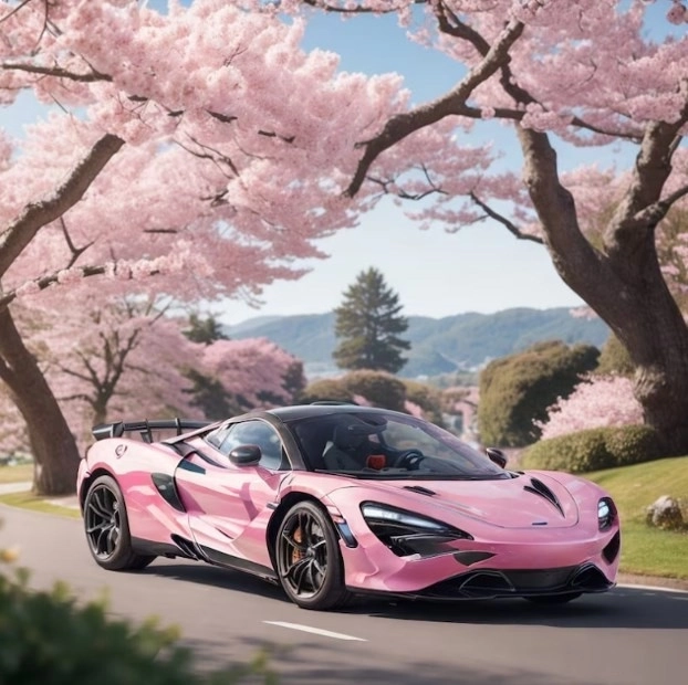 Diamantmosaik - Rosa Auto