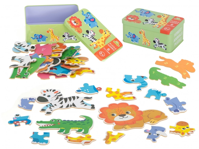 Puzzle Safari Tiere in einer Dose