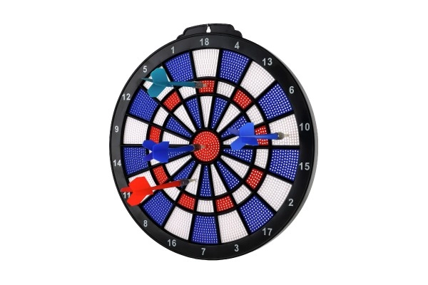 Übersichtliche Dartscheibe mit farbigen Sektoren