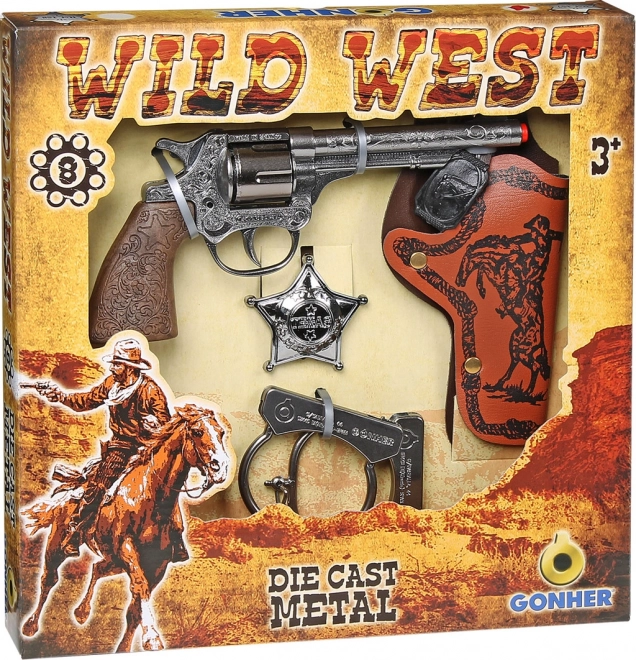 Mittelgroßes Cowboy-Set mit Handschellen