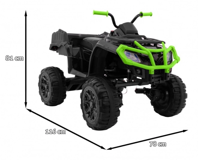 Quadro XL ATV 2,4GHz mit Batterie für Kinder schwarz/grün + Fernsteuerung + Allradantrieb 4x4 + Gepäckträger + langsame Beschleunigung + EVA + LED Audio