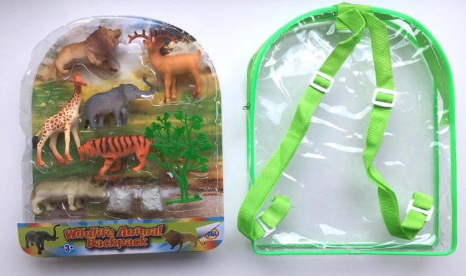 Tierspielfiguren Set im Rucksack