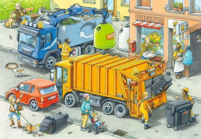 Ravensburger Puzzle Entsorgungsfahrzeug und Abschleppwagen 2x24 Teile