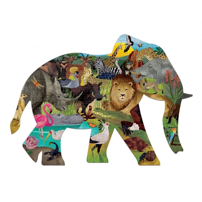 Puzzle Afrikanische Safari Elefant Form 300 Teile