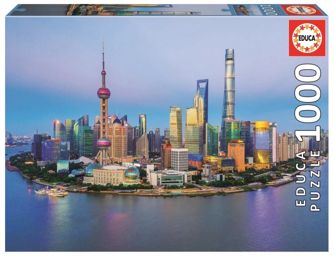 Puzzle Panorama von Shanghai bei Sonnenuntergang 1000 Teile