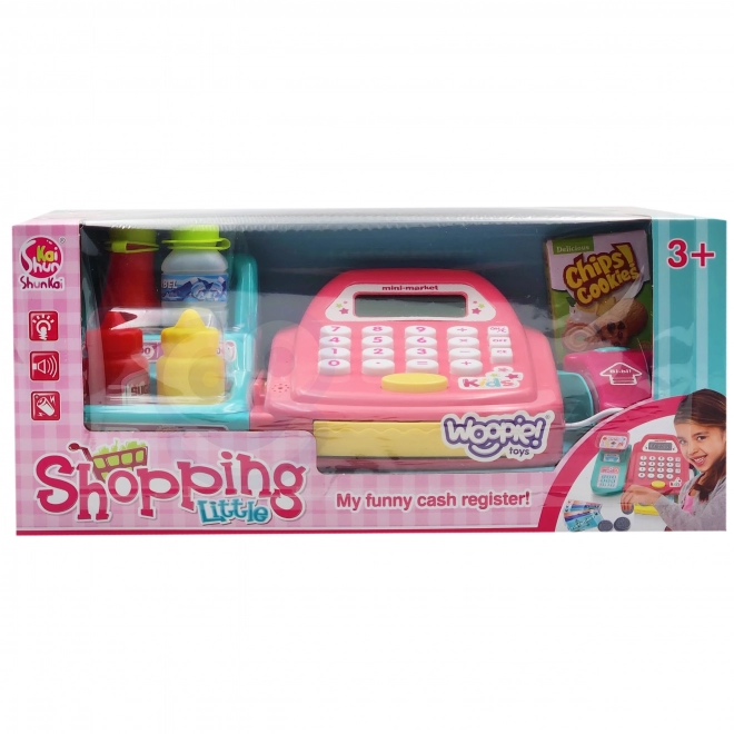 WOOPIE Kinderkasse mit Regal und Zubehör rosa