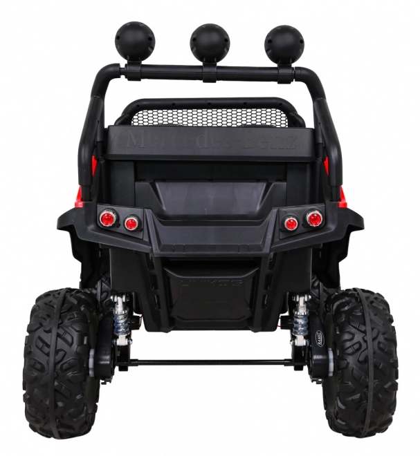 Mercedes Benz Unimog für Kinder Rot + 4x4 + Fernbedienung + Gepäckträger + langsamer Start + MP3 LED