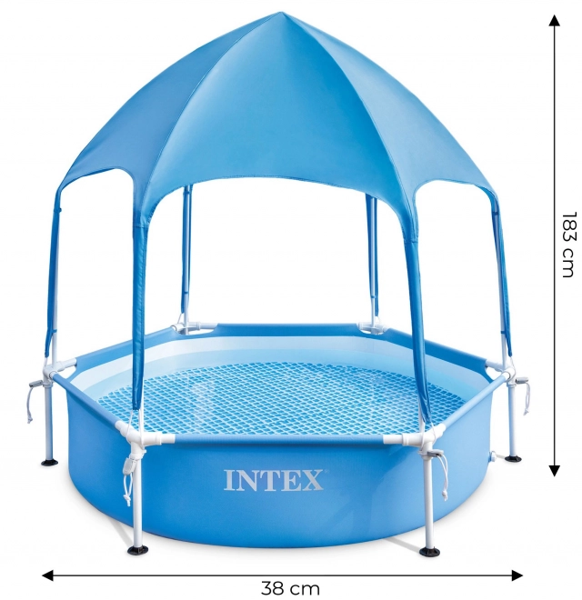 Runder Rahmenkinderpool mit Sonnenschutz