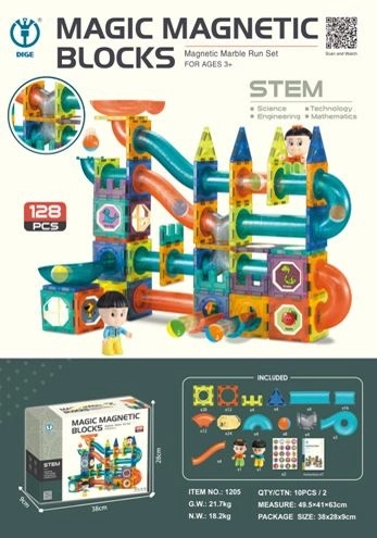 Magnetische Konstruktionsspielzeug-Set 128 Teile
