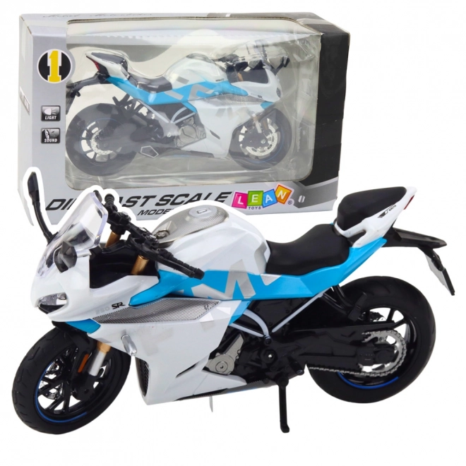 Sportliches Metallmotorrad mit Lichtern und Geräuschen 1:12